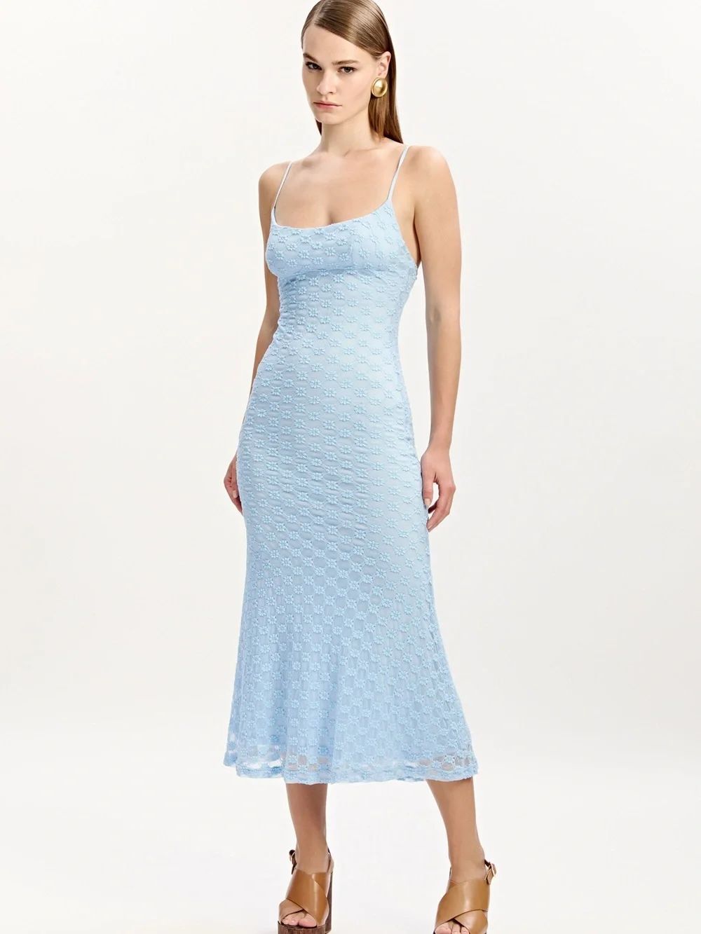 Bardot Adoni Mesh Midi Dress Cornflower Blue XS